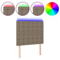 cabecero cama  panel de cabecera con luces led tela gris taupe 90x5x118128 cm