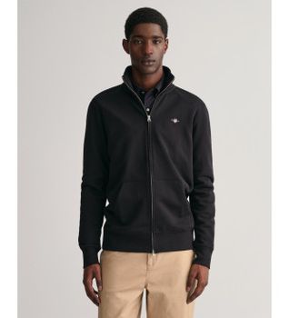 Gant para hombre. 2008006 Sudadera Shield con cremallera negro (S), Casual, Algodón
