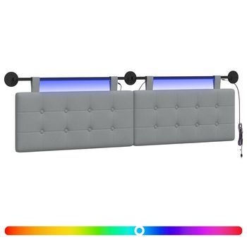 Cabecero Colgante Con Luz Led Gris Claro Tela Vidaxl
