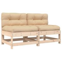 sofas centrales con cojines 2 uds madera maciza de pino vidaxl