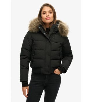 Superdry para mujer. W5011785A Chaqueta Everest Bomber negro (S), Casual, Poliéster