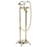 grifo para banera de laton dorado independiente 98 cm con ducha de mano moderno hebbe