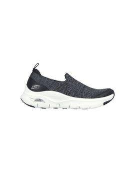 Zapatillas Skechers Arch Fit - Quick Sta Mujer Black Knit/White Trim