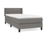 cama box spring con colchon tela gris oscuro 100x200 cm bloques con cuadros