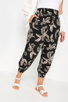 yours pantalones capri bombachos negros de hojas mujer curvy y tallas grandes yours