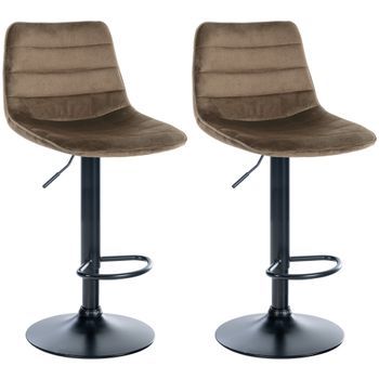 Clp Set De 2 Taburetes De Bar Lex En Terciopelo Marrón 46x45x89 Cm