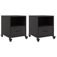 mesitas de noche 2 uds acero negra 36x39x435 cm vidaxl