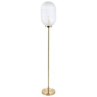 lampara de pie estilo glamuroso moderno sala de estar pantalla de vidrio base de metal dorado portero