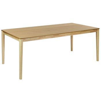 Mesa De Comedor Rectangular Con Tablero Chapado Acabado Natural Patas De Madera Maciza 200 X 100 Cm Madera De Fresno Natural Ermelo