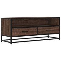 mueble tv metal y madera ingenieria marron roble 100x345x40 cm vidaxl