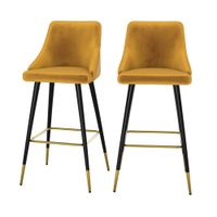 juego de 2 sillas de bar de terciopelo amarillo curry 78 cm