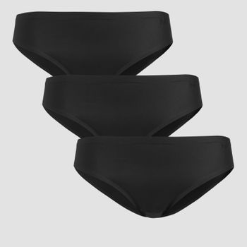 MP Women's Mid Rise No VPL Bikini Brief (3 Pack) - Black - L