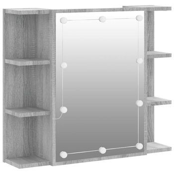 Mueble Con Espejo Y Led Color Gris Sonoma 70x16,5x60 Cm Vidaxl