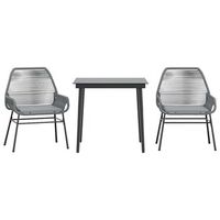 juego comedor jardin 3 pzas cojines ratan sintetico vidrio gris vidaxl