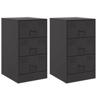 juego de 2 mesitas de noche - mesillas acero negro 345x39x62 cm mc5572