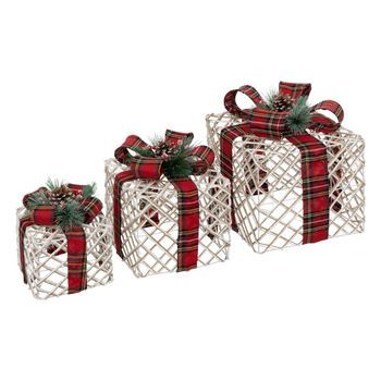 Adornos De Regalo De Ratán X3 Led Blanco Cálido - Feeric Lights & Christmas