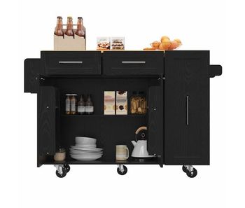 Isla de cocina moderna - multifuncional con almacenamiento - negro
