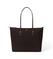 lauren ralph lauren para mujer 431916737054 bolso tote keaton mediano de nailon marron oscuro osfa casual nylon