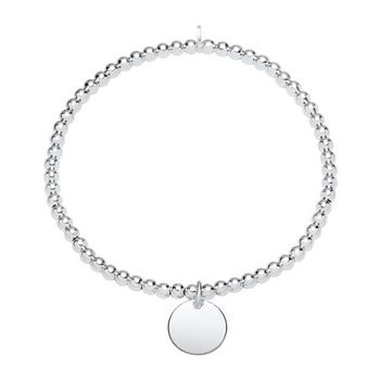 Pulsera de bolas elásticas de plata 925, grabable