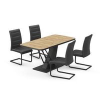 set de mesa de comedor fenaro 120 x 80 cm con 4 sillas de comedor negro vicco