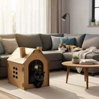 waneka casa de carton para gatos refugio rascador para gato desmontable modelo refugio de carton