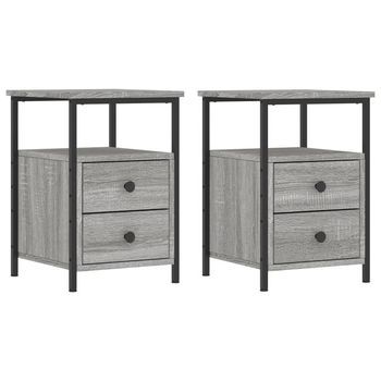 Mesitas Noche 2 Uds Madera Ingeniería Gris Sonoma 34x35,5x50 Cm Vidaxl