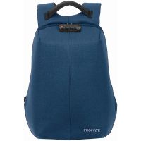 promate defender-16 mochila antirrobo impermeable azul para portatiles hasta 16