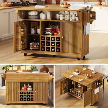 Carrito De Cocina Multifuncional Extensible, 142,5 X 80 X 95 Cm, Con Almacenamiento