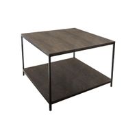 mesa de centro cuadrada de madera marron y metal negro l100
