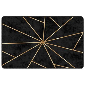 Alfombra Lavable Negro Y Dorado 190x300 Cm Vidaxl