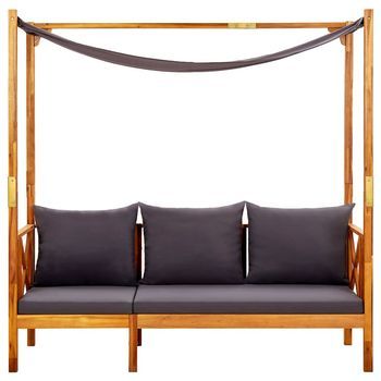 Banco De Jardín | Banco De Exterior | Silla De Jardín Con Toldo Madera Maciza De Acacia