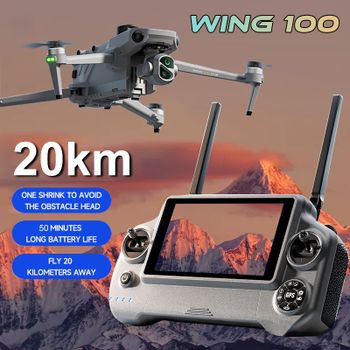 Dron profesional Wing 100 con GPS y estabilizador de 3 ejes, 360 °     Evitación de Obstáculos con Láser, Motor sin Escobillas, Control Remoto con Pantalla Táctil de 5.5 Pulgadas para Fotografía Aérea