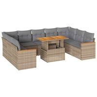 set sofas jardin y cojines 10 piezas ratan sintetico acacia beige