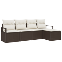 juego de sofas de jardin de 5 uds con cojines marron ratan poliester cfw508590