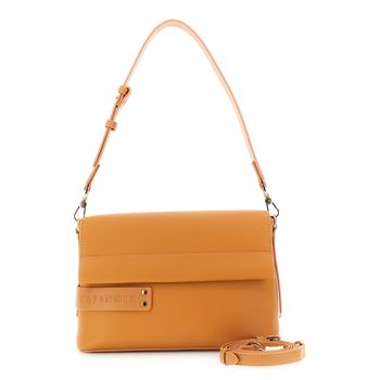 bolso de hombro con solapa efecto piel granulada y trabilla para el logotipo de tpu orange