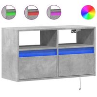 mueble de tv  mueble de salon  gabinete de tv de pared con luces led gris hormigon 80x31x45 cm
