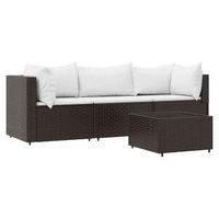 conjunto muebles de jardin 4 uds  mesa y sillas y cojines ratan sintetico marron