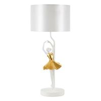 lampara de mesa ballerina de resina blanca y dorada o 28x64 cm