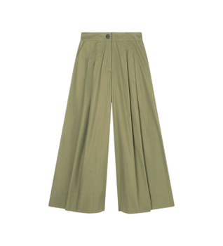 A|X Armani Exchange para mujer. XW002005AF18863U7043 Pantalón twill palazzo verde (L), Casual, Algodón
