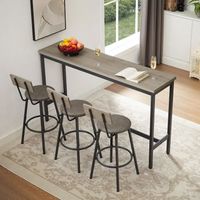 mesa de bar y 3 taburetes - cocina - tablero de particulas y acero - gris 160x40x945cm