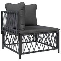 sofa esquina de jardin  sofa de exterior con cojines tela tejida gris antracita