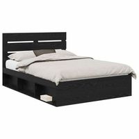 cama matrimonial  cama para adulto  estructura de cama negro 150 x 200 cm madera de pino macizo
