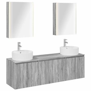 Juego De Muebles De Baño 5 Pcs Sonoma Gris Madera De Ingeniería Vidaxl