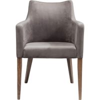 silla con reposabrazos terciopelo gris