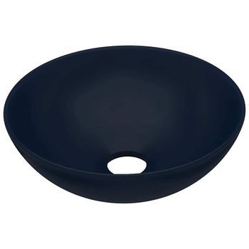 Lavabo De Cuarto De Baño Redondo De Cerámica Azul Oscuro Vidaxl