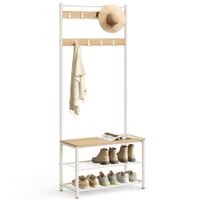 perchero con zapatero de estilo industrial roble  crema
