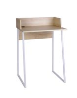 mesa de escritorio en melamina y metal roble patas blanco 84x60x48 cm