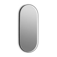espejo capsular iluminacion led frontal borde metalico negro