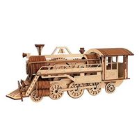maqueta de madera 3d con movimiento mecanico diseno de tren de vapor 227 piezas 295x11x12 cm color multicolor