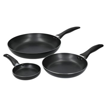 Set de 3 sartenes antiadherentes 28/20/12cm aluminio negro
